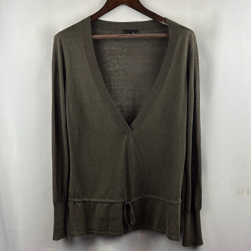 Theory Olive V-Neck Sweater
